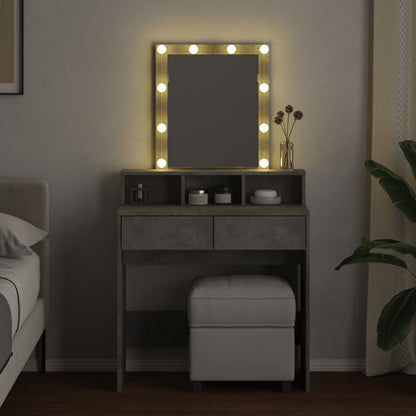 Dressing Table with LED Concrete Grey 80x41x144.5 cm