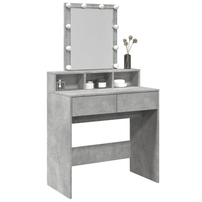 Dressing Table with LED Concrete Grey 80x41x144.5 cm