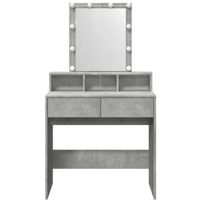 Dressing Table with LED Concrete Grey 80x41x144.5 cm