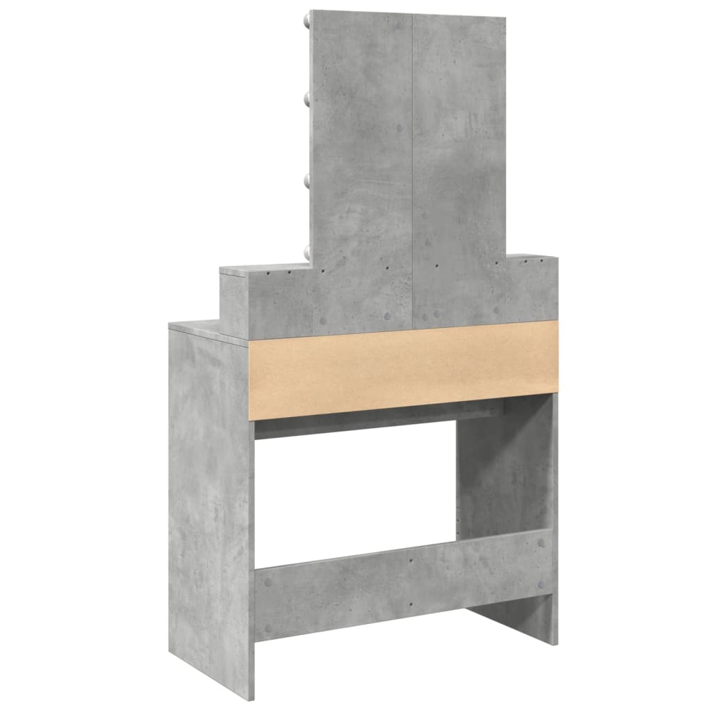 Dressing Table with LED Concrete Grey 80x41x144.5 cm