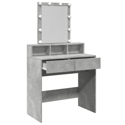 Dressing Table with LED Concrete Grey 80x41x144.5 cm