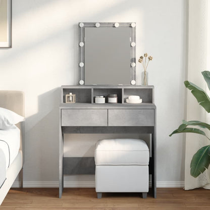 Dressing Table with LED Concrete Grey 80x41x144.5 cm