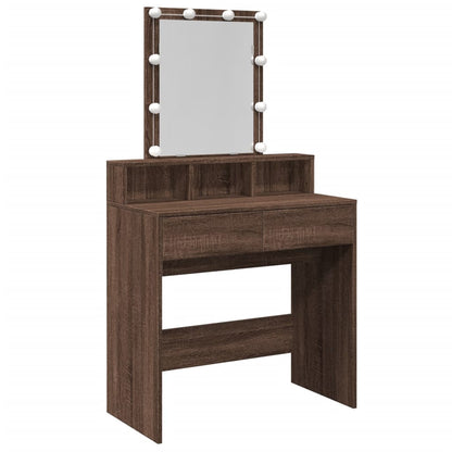 Dressing Table with LED Brown Oak 80x41x144.5 cm