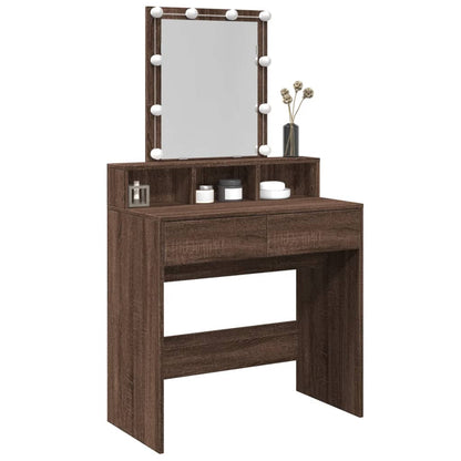 Dressing Table with LED Brown Oak 80x41x144.5 cm