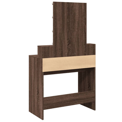 Dressing Table with LED Brown Oak 80x41x144.5 cm