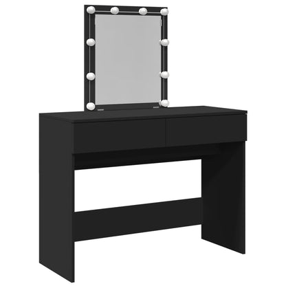 Dressing Table with LED Black 100x40x130 cm