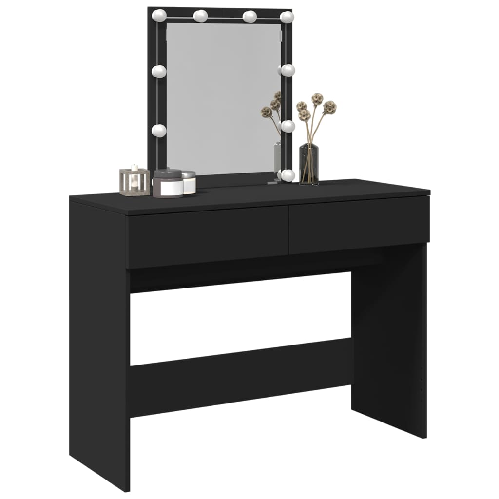 Dressing Table with LED Black 100x40x130 cm