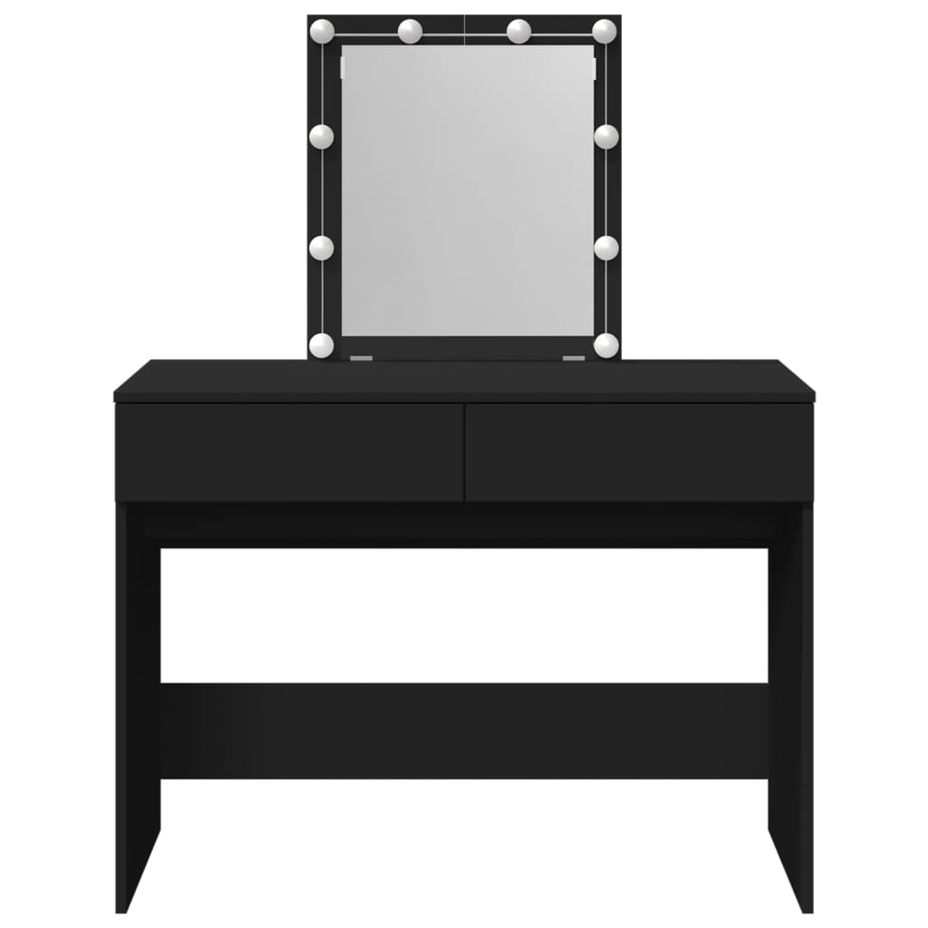 Dressing Table with LED Black 100x40x130 cm