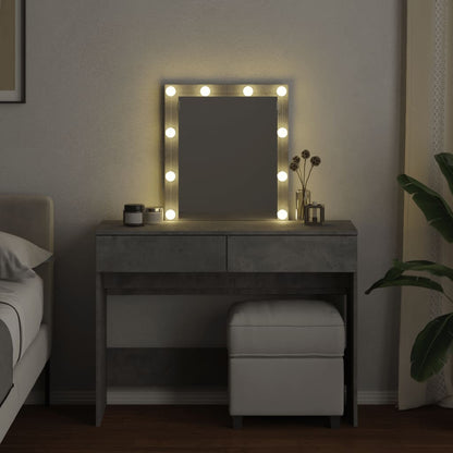 Dressing Table with LED Concrete Grey 100x40x130 cm