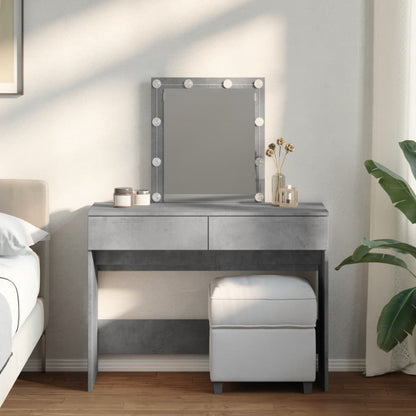 Dressing Table with LED Concrete Grey 100x40x130 cm