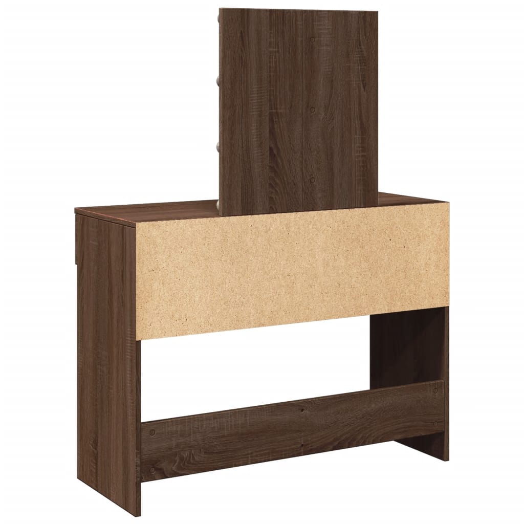 Dressing Table with LED Brown Oak 100x40x130 cm