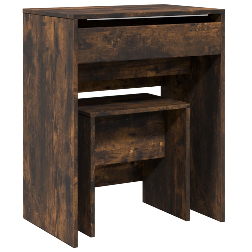 Dressing Table and Stool Smoked Oak 60x40x113.5 cm