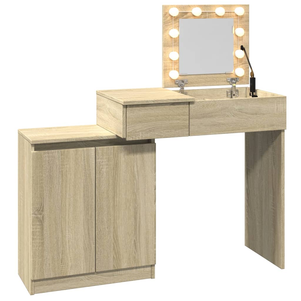 Dressing Table with LED Sonoma Oak 115x37x110.5 cm