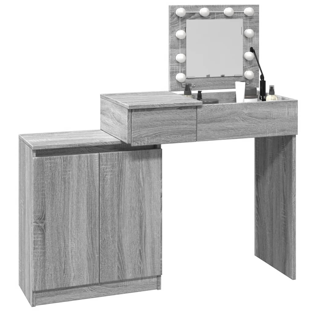 Dressing Table with LED Grey Sonoma 115x37x110.5 cm