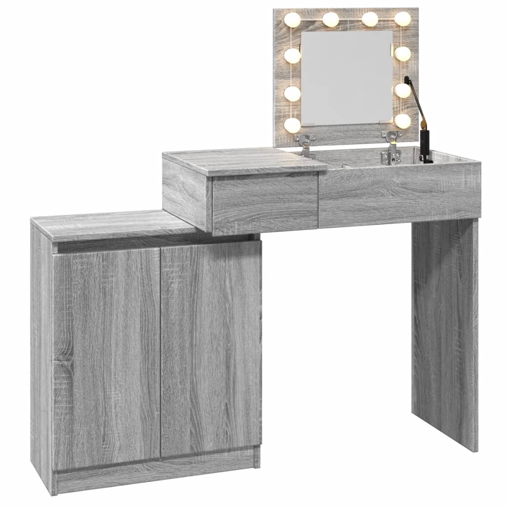 Dressing Table with LED Grey Sonoma 115x37x110.5 cm