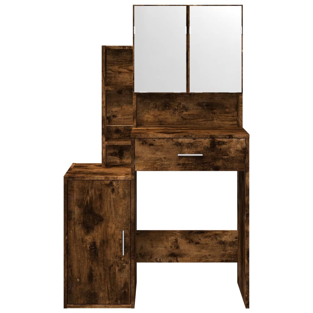 Dressing Table with Cabinet Smoked Oak 80x35x132 cm