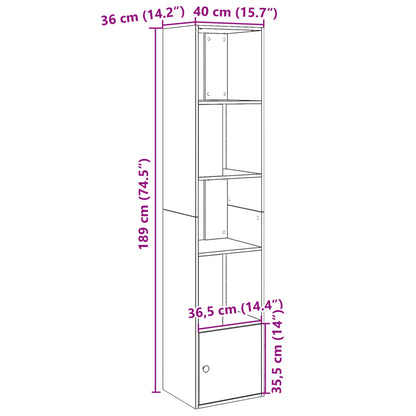 Bookcase Smoked Oak 40x36x189 cm Engineered Wood