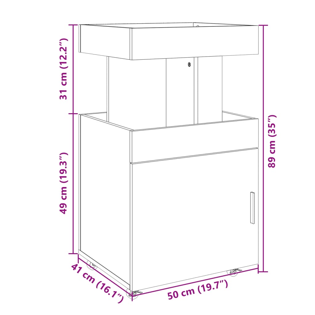 Bar Cart Brown Oak 50x41x89 cm Engineered Wood