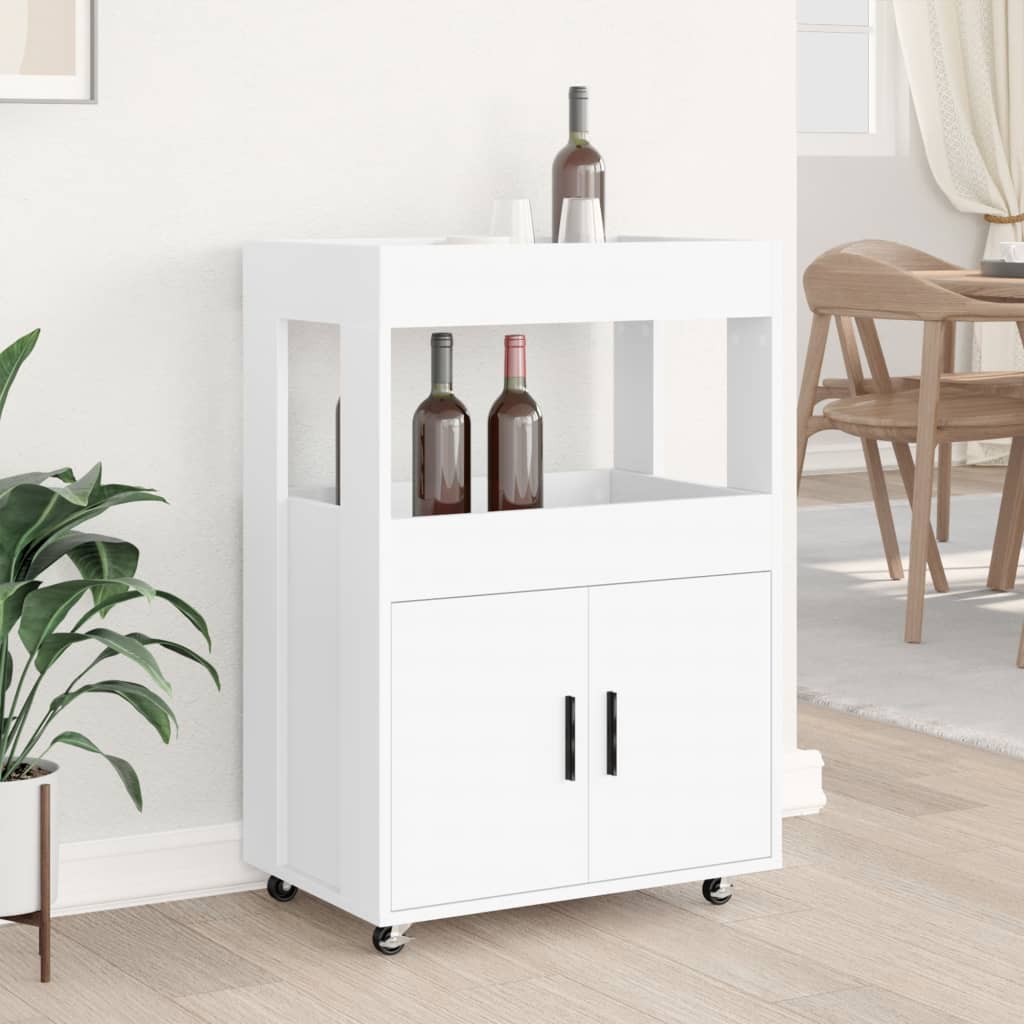 Bar Cart White 60x39.5x89 cm Engineered Wood