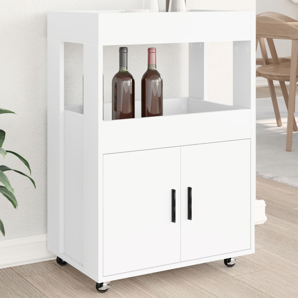 Bar Cart White 60x39.5x89 cm Engineered Wood