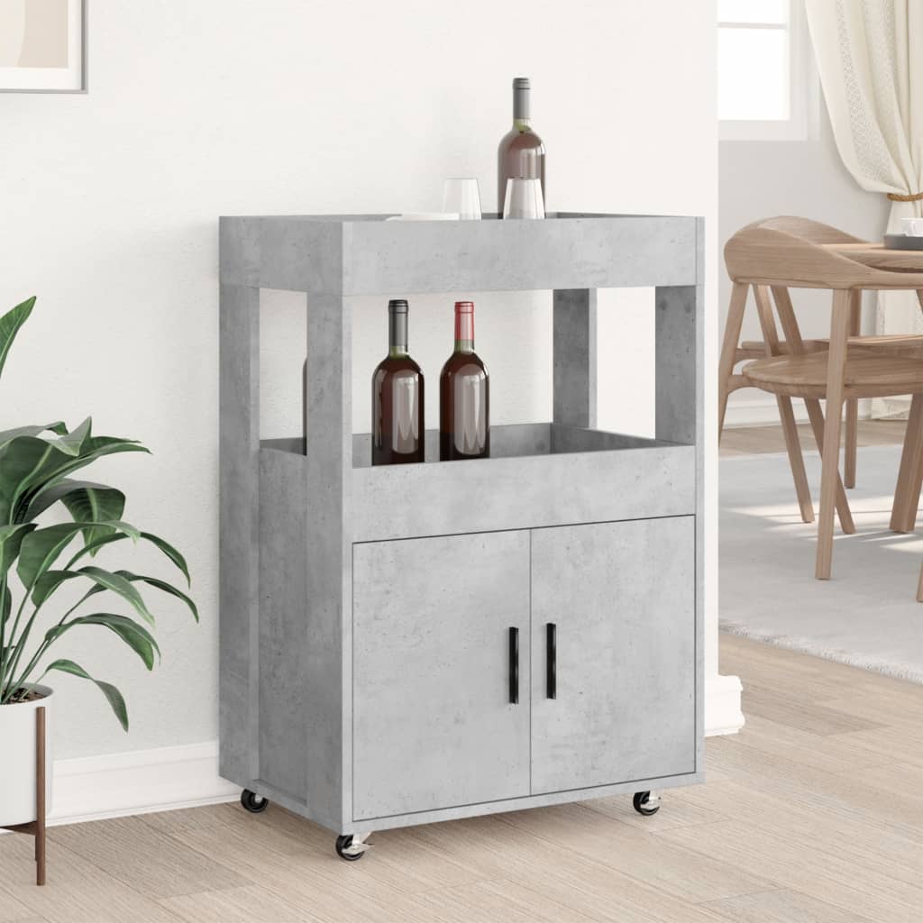 Bar Cart Concrete Grey 60x39.5x89 cm Engineered Wood