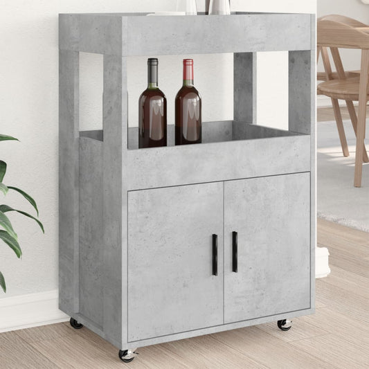 Bar Cart Concrete Grey 60x39.5x89 cm Engineered Wood