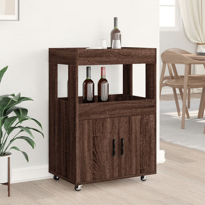 Bar Cart Brown Oak 60x39.5x89 cm Engineered Wood