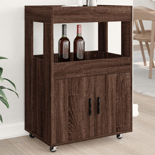 Bar Cart Brown Oak 60x39.5x89 cm Engineered Wood