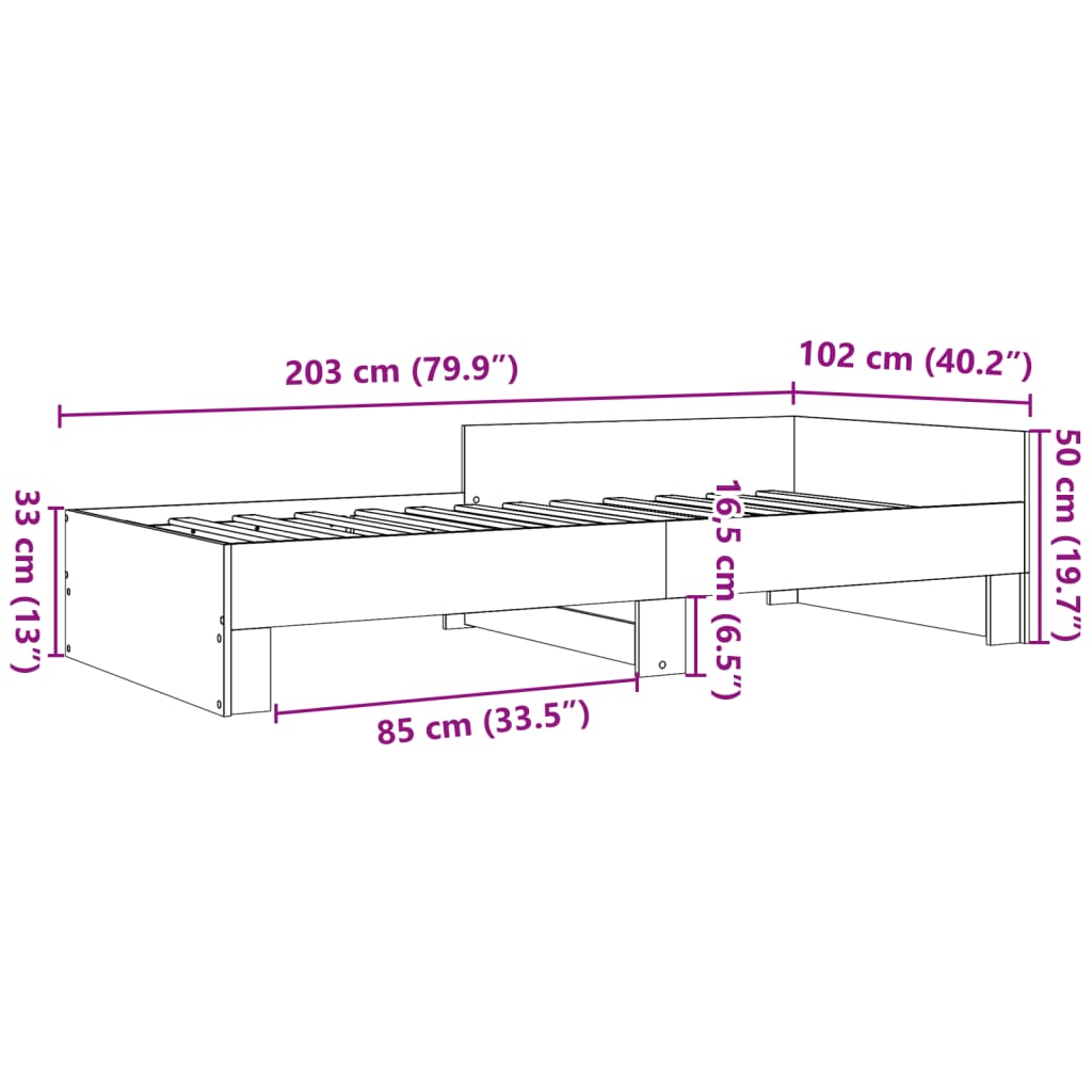 Bed Frame without Mattress Concrete Grey 100x200 cm Engineered Wood