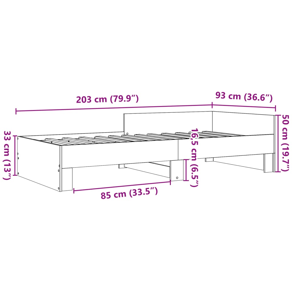 Bed Frame without Mattress Sonoma Oak 90x200 cm Engineered Wood