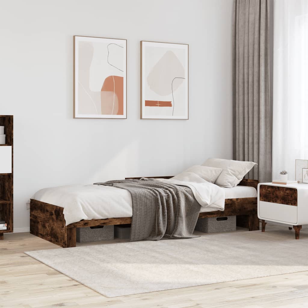 Bed Frame without Mattress Smoked Oak 90x200 cm Engineered Wood