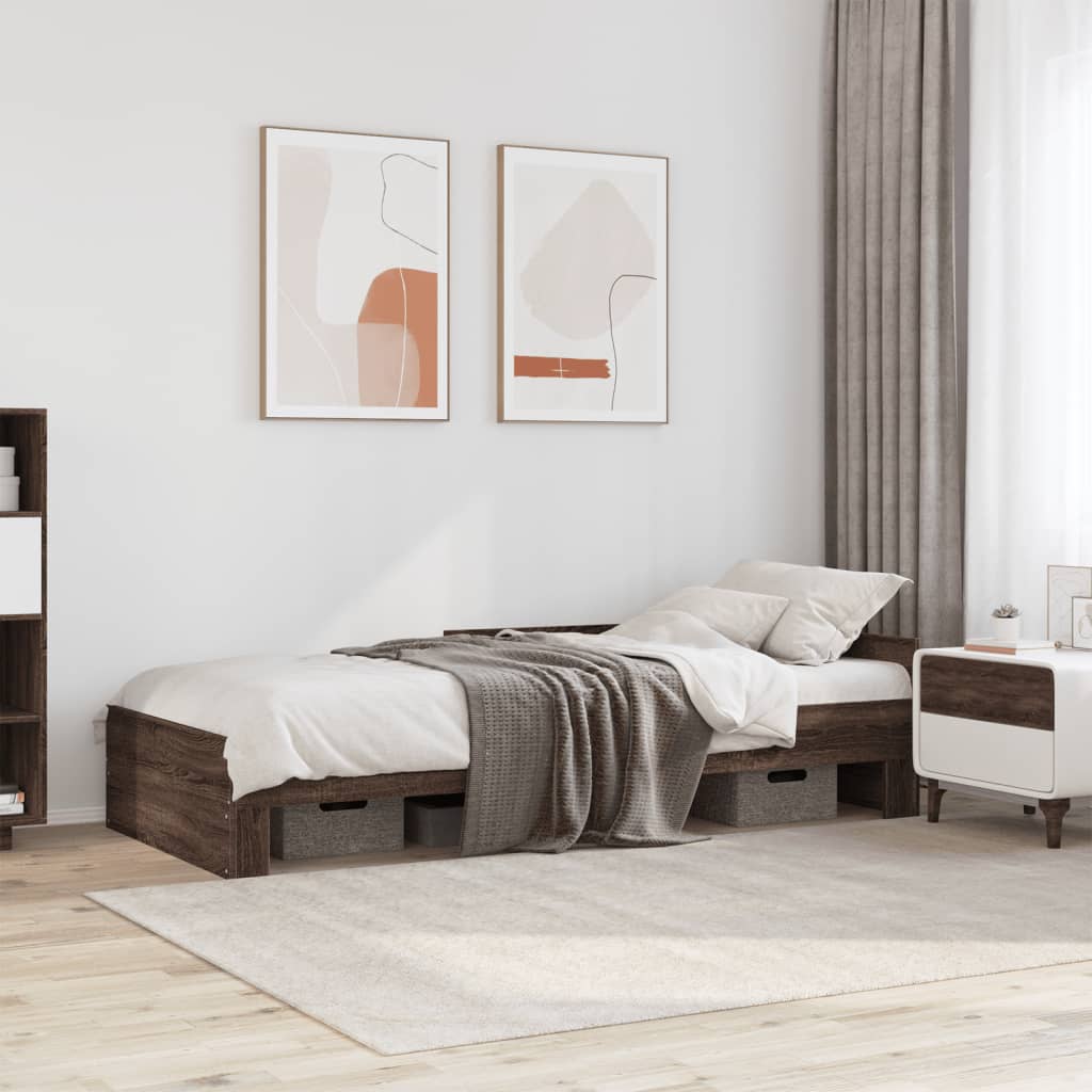 Bed Frame Brown Oak 90x200 cm Engineered Wood