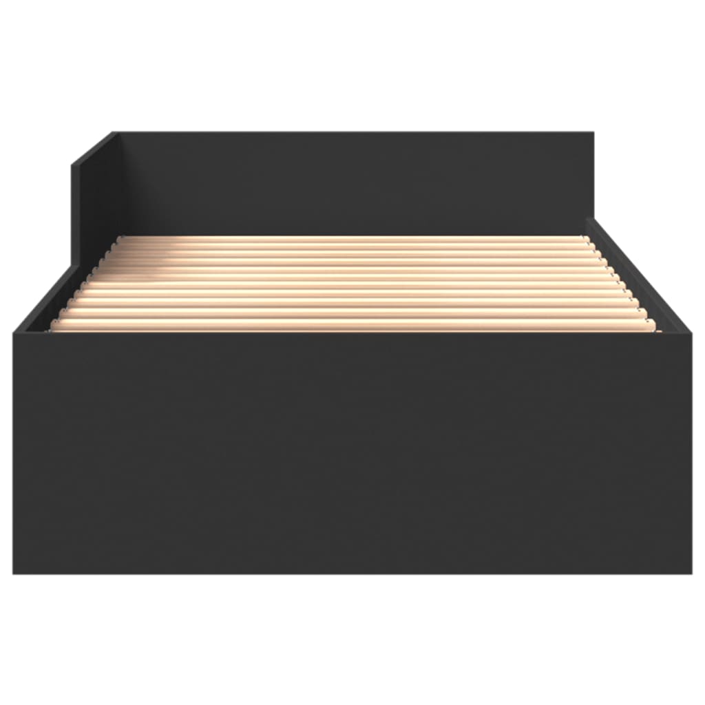 Bed Frame Black 90x190 cm Single Engineered Wood