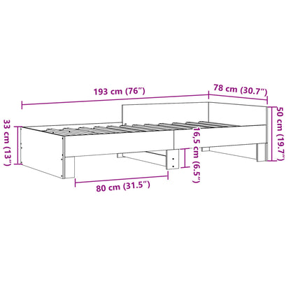 Bed Frame without Mattress Sonoma Oak 75x190 cm Small Single Engineered Wood