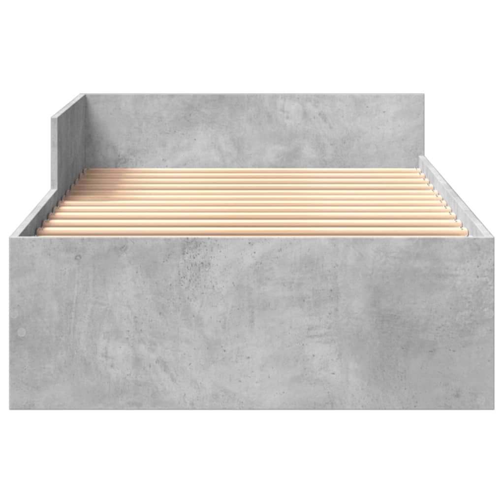 Bed Frame without Mattress Concrete Grey 75x190 cm Small Single Engineered Wood