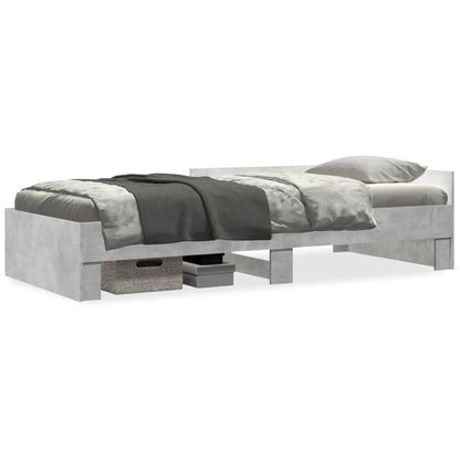 Bed Frame without Mattress Concrete Grey 75x190 cm Small Single Engineered Wood