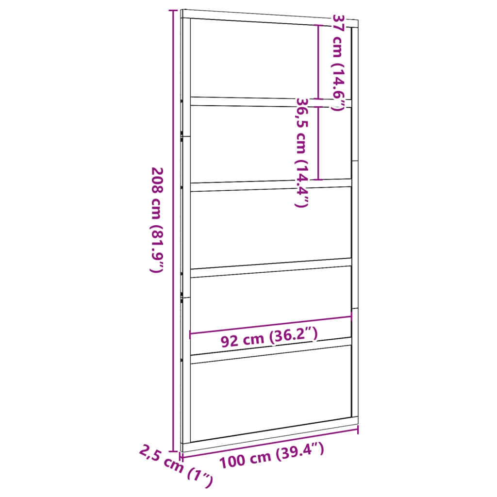 Barn Door White 100x208 cm Solid Wood Pine