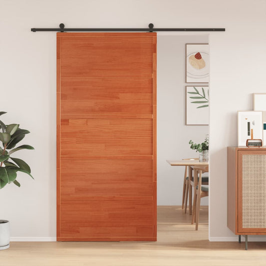 Barn Door Wax Brown 100x208 cm Solid Wood Pine