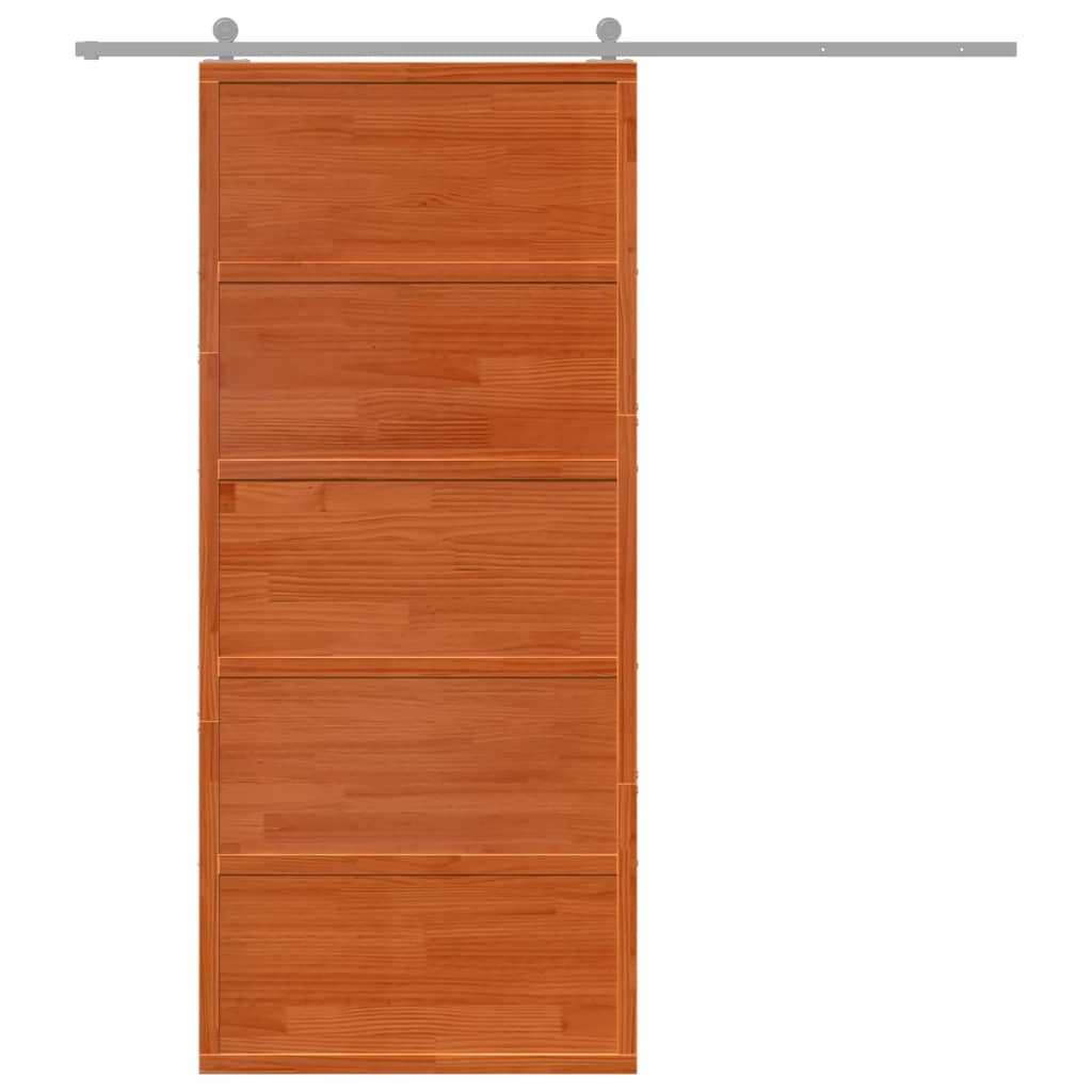 Barn Door Wax Brown 90x208 cm Solid Wood Pine