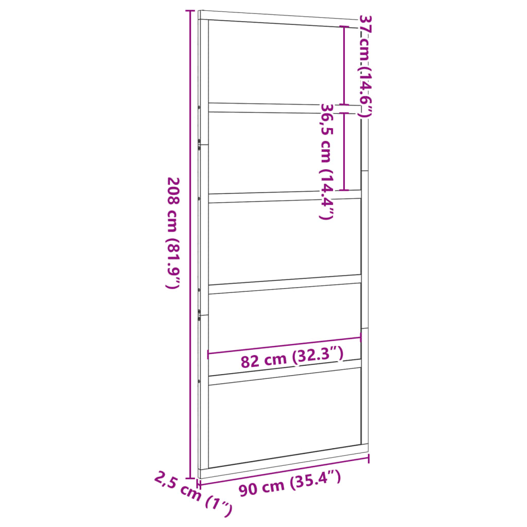 Barn Door Wax Brown 90x208 cm Solid Wood Pine