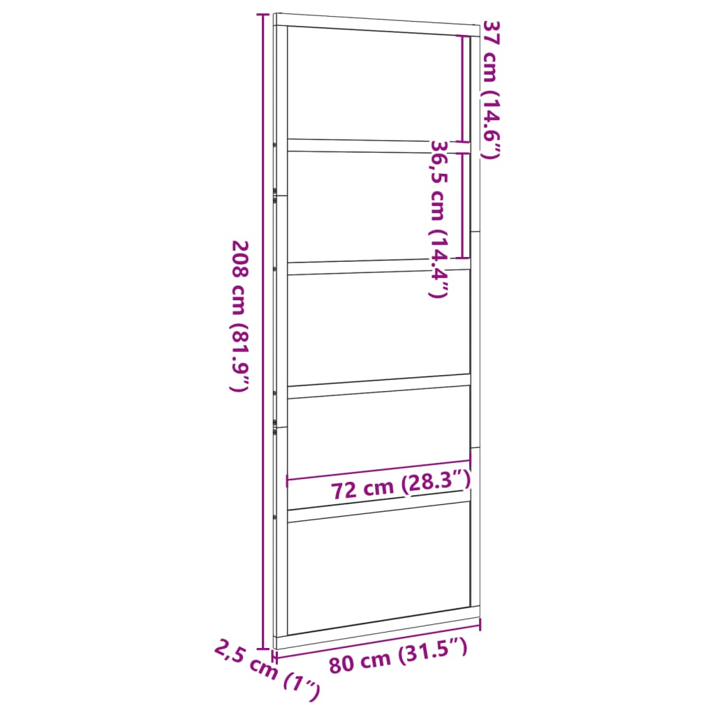 Barn Door Wax Brown 80x208 cm Solid Wood Pine