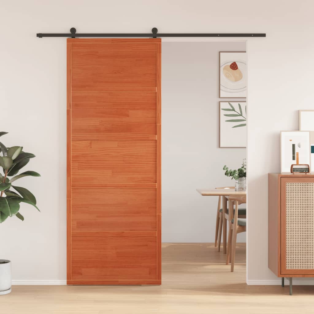 Barn Door Wax Brown 80x208 cm Solid Wood Pine