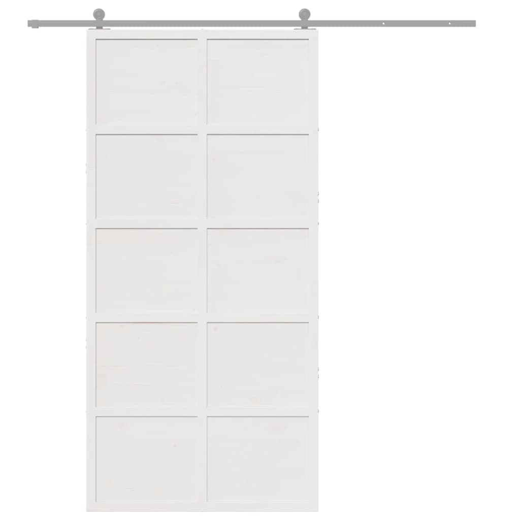 Barn Door White 100x208 cm Solid Wood Pine