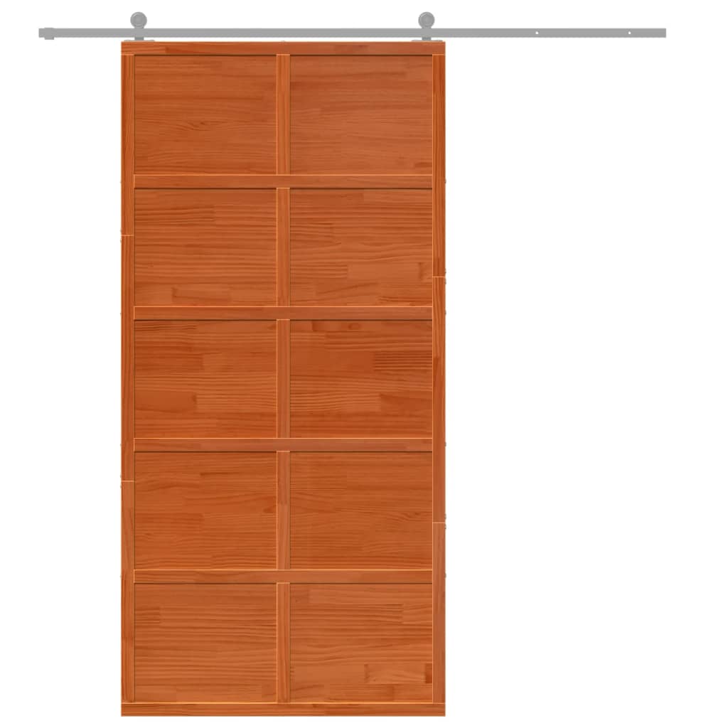 Barn Door Wax Brown 100x208 cm Solid Wood Pine