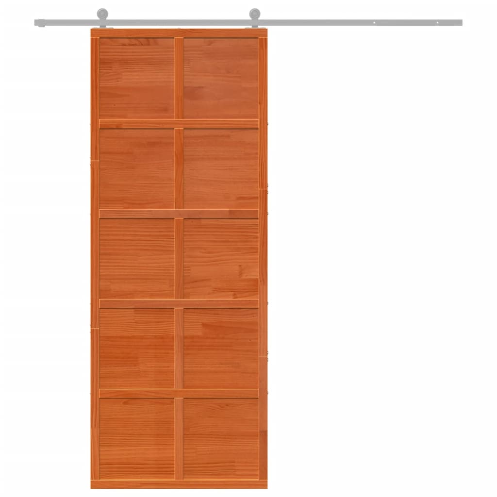 Barn Door Wax Brown 80x208 cm Solid Wood Pine