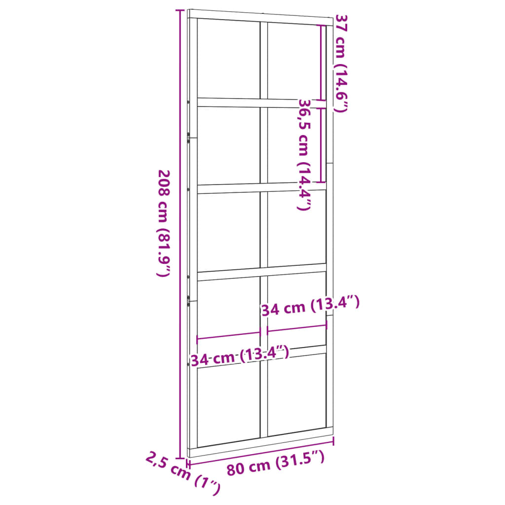 Barn Door Wax Brown 80x208 cm Solid Wood Pine