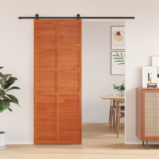 Barn Door Wax Brown 80x208 cm Solid Wood Pine