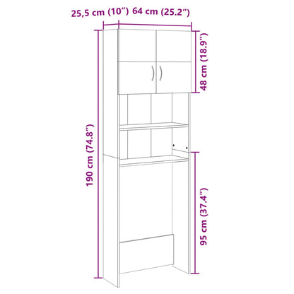 Washing Machine Cabinet Sonoma Oak 64x25.5x190 cm Engineered Wood