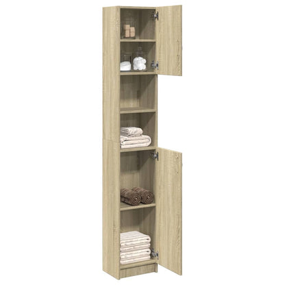 Bathroom Cabinet Sonoma Oak 32x25.5x190 cm Engineered Wood