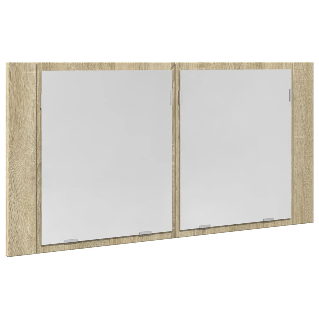 LED Mirror Cabinet Sonoma Oak 90x12x45 cm Engineered Wood